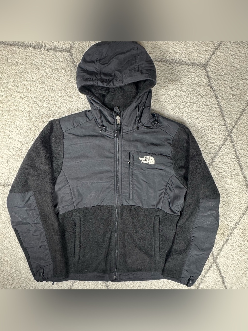 The North Face Black Hooded Fleece and Woven Panel Jacket